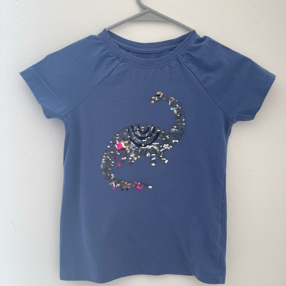 Cat & Jack Blue Sequin Dinosaur Tee